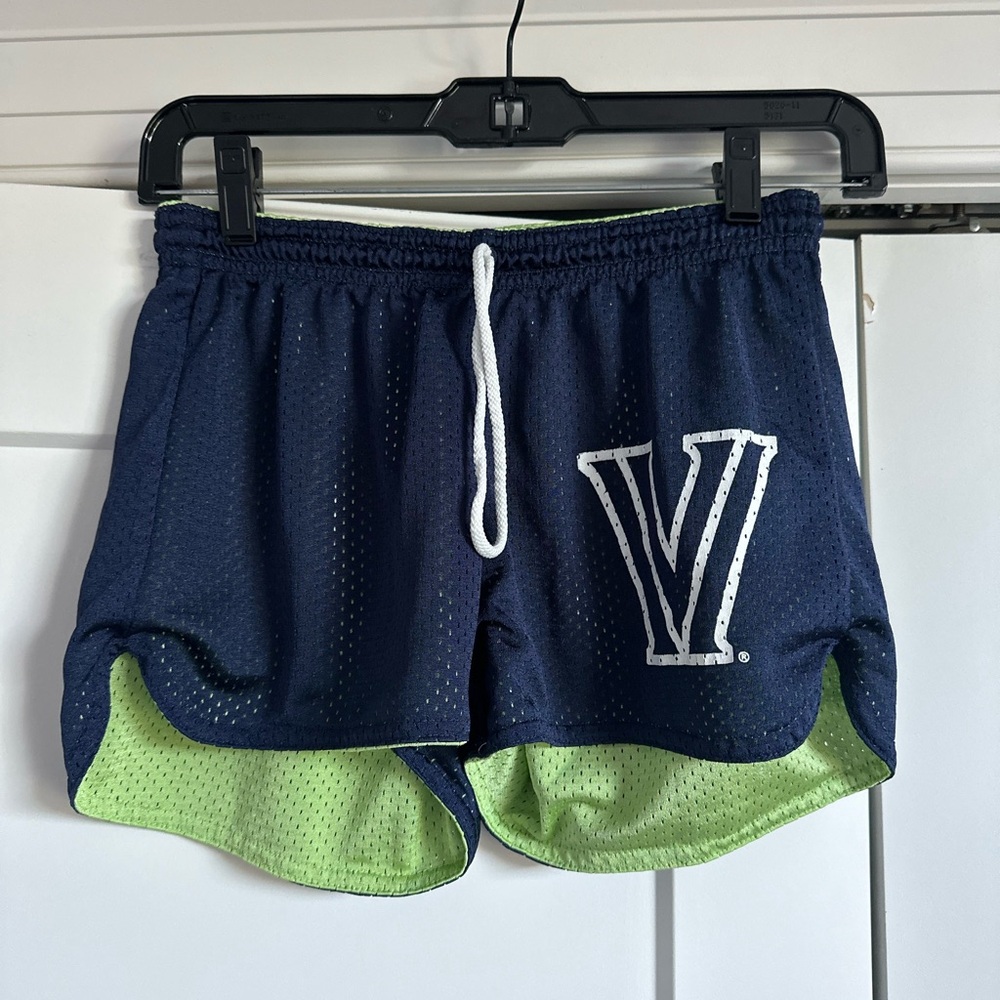 League Women's Reversible Villanova University Navy & Lime Athletic Shorts